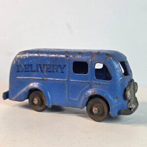 Vintage 1940 Marx Delivery Box Van Toy Truck Blue Metal Collectible USA-Made 3"